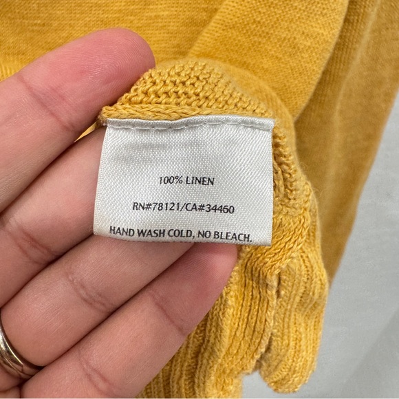 Eileen Fisher Crew Neck Sweater Womens Medium Linen Golden Yellow - Picture 5 of 6
